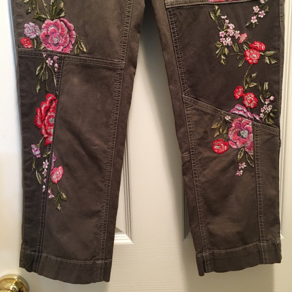 Anthropologie Embroidered Floral Pants - Picture 4 of 11